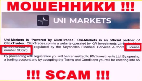 Будьте бдительны, UNIMarkets Com прикарманят финансовые средства, хотя и указали свою лицензию на информационном портале