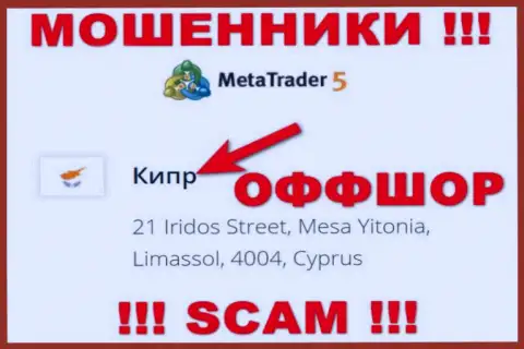 Cyprus - оффшорное место регистрации мошенников МТ5, предоставленное на их сайте