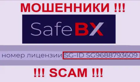 SafeBX, запудривая мозги клиентам, показали на своем сайте номер своей лицензии на осуществление деятельности