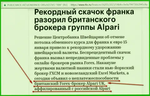 Alpari Ru - мошенники, признавшие свою контору банкротами