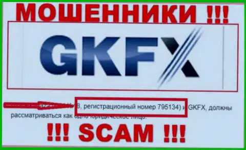 Номер регистрации еще одних мошенников глобальной сети internet компании GKFXECN Com: 795134