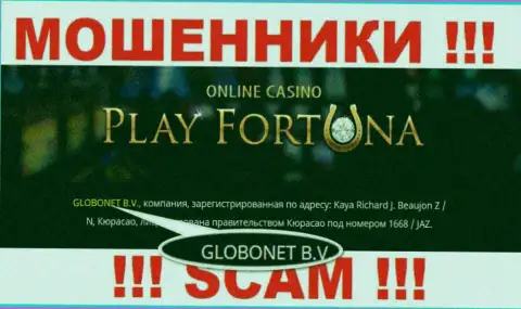 Информация об юр лице PlayFortuna Com, ими оказалась контора GLOBONET B.V.