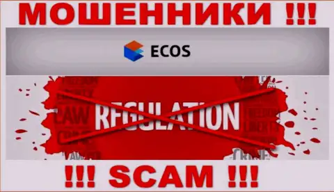 На сервисе мошенников ECOS нет информации об их регуляторе - его попросту нет