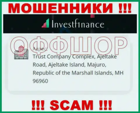 Не рекомендуем совместно работать, с такого рода internet-мошенниками, как компания InvestF1nance, потому что сидят они в оффшорной зоне - Trust Company Complex, Ajeltake Road, Ajeltake Island, Majuro, Republic of the Marshall Islands, MH 96960