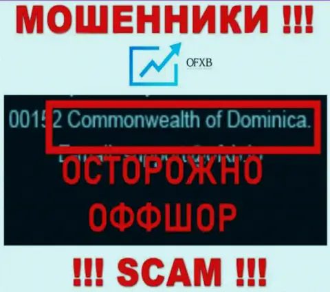 OFXB специально скрываются в офшорной зоне на территории Dominica, internet мошенники
