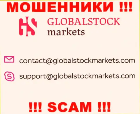 Установить контакт с обманщиками Global Stock Markets можно по представленному e-mail (информация была взята с их интернет-сервиса)