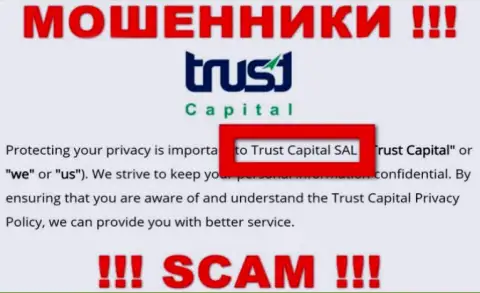 Траст Капитал - это internet-разводилы, а владеет ими Trust Capital S.A.L.