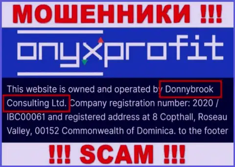 Юридическое лицо конторы ОниксПрофит - это Donnybrook Consulting Ltd, информация позаимствована с официального ресурса