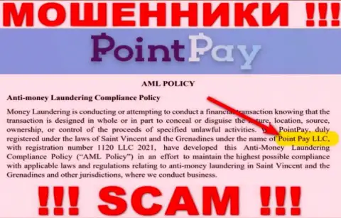 Компанией Point Pay владеет Point Pay LLC - инфа с официального информационного сервиса мошенников