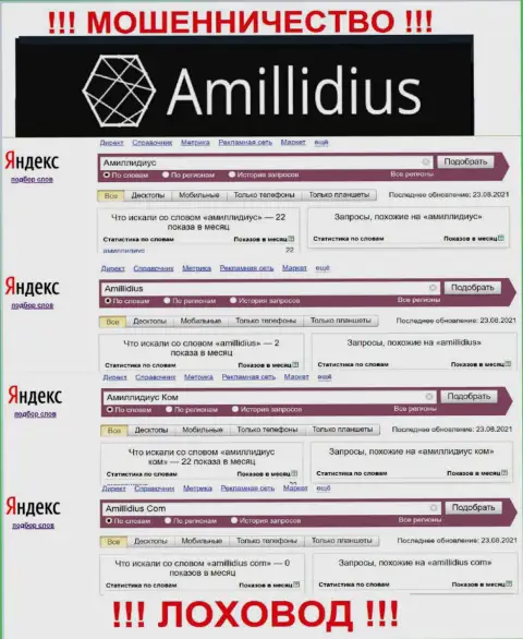 Итог онлайн-запросов инфы про разводил Амиллидиус в сети интернет