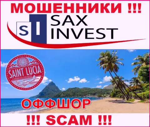 Так как Sax Invest пустили свои корни на территории Saint Lucia, украденные деньги от них не забрать