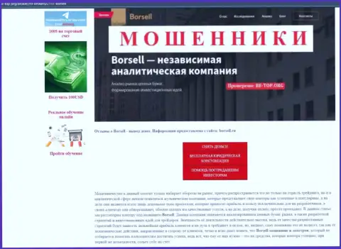 Borsell Ru это МОШЕННИКИ !!! Крадут вложенные деньги наивных людей (обзор)
