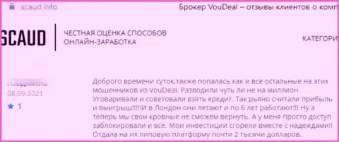 Держитесь, как можно дальше от internet аферистов VouDeal, если же не намерены лишиться финансовых средств (реальный отзыв)