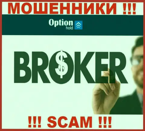 Брокер - конкретно в указанном направлении оказывают услуги internet мошенники Option Hold