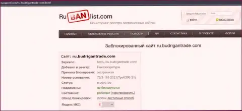 Интернет-ресурс БудриганТрейд Ком в пределах России заблокирован Генеральной прокуратурой