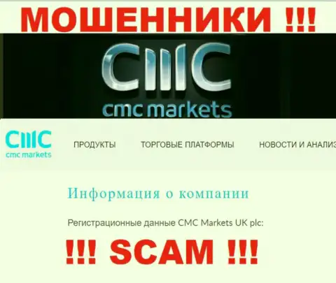 Свое юридическое лицо компания CMC Markets UK plc не скрыла - это CMC Markets UK plc