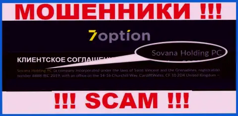 Сведения про юридическое лицо мошенников 7Опцион Ком - Сована Холдинг ПК, не спасет вас от их грязных лап