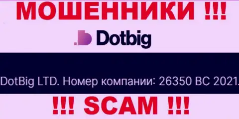 Номер регистрации мошенников DotBig Com, предоставленный ими на их сайте: 26350 BC 2021