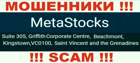 На официальном веб-портале MetaStocks приведен адрес регистрации этой компании - Suite 305, Griffith Corporate Centre, Beachmont, Kingstown, VC0100, Saint Vincent and the Grenadines (офшор)