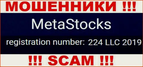 Во всемирной интернет сети промышляют мошенники MetaStocks !!! Их номер регистрации: 224 LLC 2019
