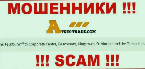 Перейдя на веб-ресурс Atrik Trade можете заметить, что находятся они в офшоре: Suite 305, Griffith Corporate Centre, Beachmont, Kingstown, St. Vincent and the Grenadines - это РАЗВОДИЛЫ !
