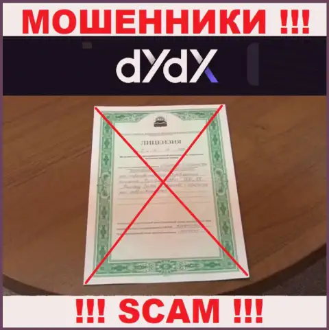 У организации dYdX не представлены сведения об их лицензии - это наглые мошенники !!!