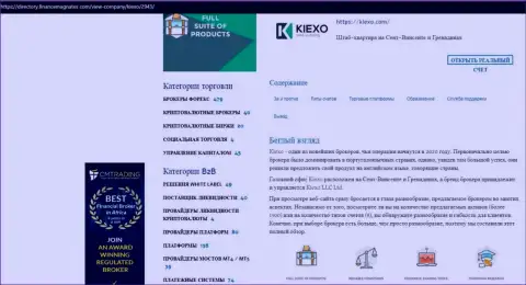 Обзорный материал об условиях для совершения сделок ФОРЕКС дилинговой компании Kiexo Com, расположенный на web-сайте directory financemagnates com