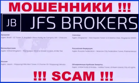 JFSBrokers на своем сайте разместили фиктивные сведения относительно юридического адреса