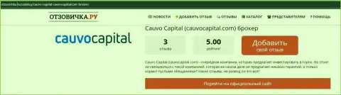 Компания Cauvo Capital, в сжатой обзорной статье на интернет-ресурсе otzovichka ru