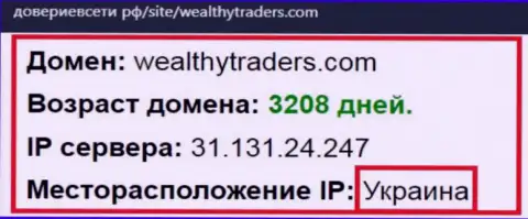 Украинское место регистрации брокерской конторы Wealthy Traders, согласно инфы интернет-сайта довериевсети рф
